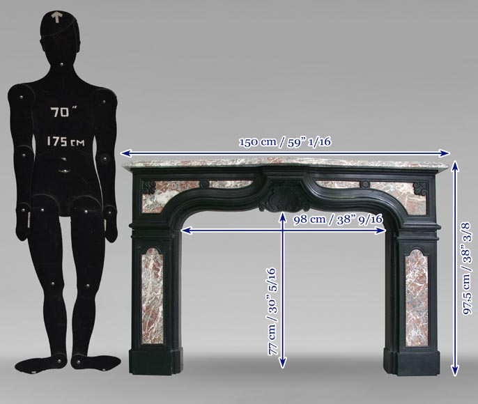 18th century fireplace mantel in two colors of marble 18th century fireplace mantel in two colors of marble-5