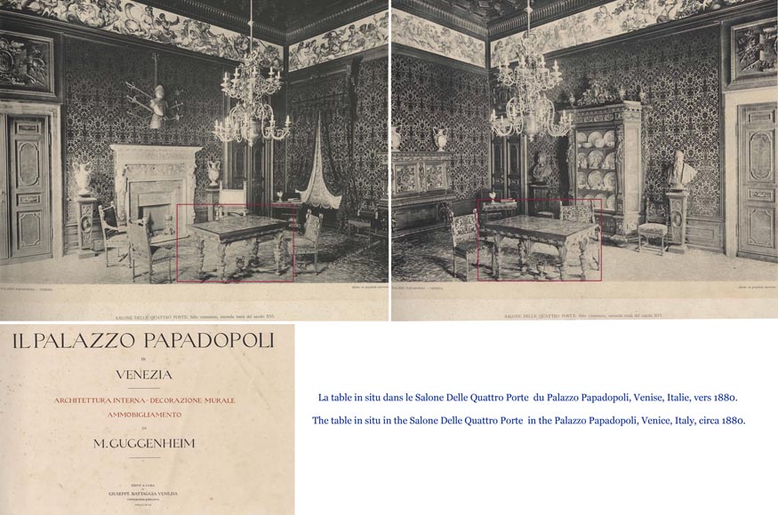 The table coming from an exceptional furniture set realized by Moses Michelangelo Guggenheim for the Palazzo Papadopoli in Venice, Italy The table coming from an exceptional furniture set realized by Moses Michelangelo Guggenheim for the Palazzo Papadopoli in Venice, Italy-9