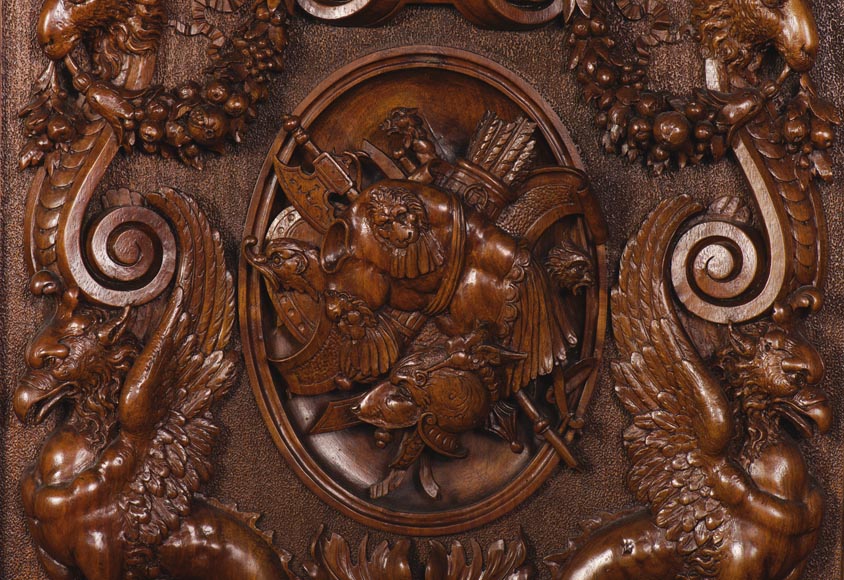 A sumptuous sculpted credenza coming from an exceptional furniture set realized by Moses Michelangelo Guggenheim for the Palazzo Papadopoli in Venice, Italy A sumptuous sculpted credenza coming from an exceptional furniture set realized by Moses Michelangelo Guggenheim for the Palazzo Papadopoli in Venice, Italy-9