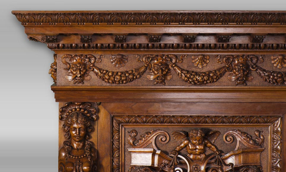 A sumptuous sculpted credenza coming from an exceptional furniture set realized by Moses Michelangelo Guggenheim for the Palazzo Papadopoli in Venice, Italy A sumptuous sculpted credenza coming from an exceptional furniture set realized by Moses Michelangelo Guggenheim for the Palazzo Papadopoli in Venice, Italy-12