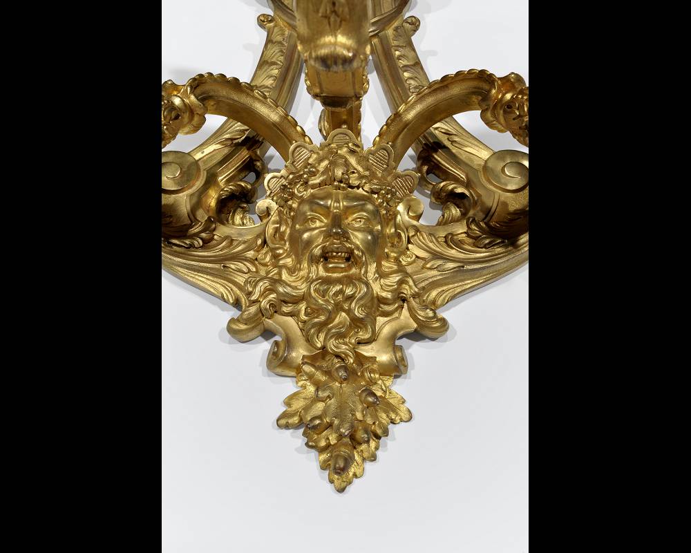 Exquisite set of four wall lights Regency style decorated with bearded men features Exquisite set of four wall lights Regency style decorated with bearded men features-1