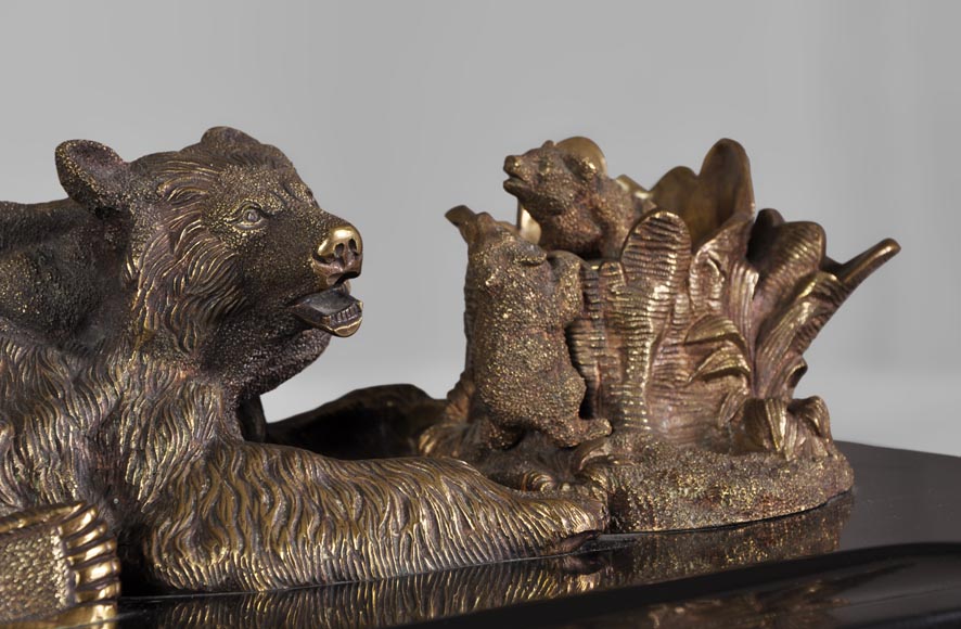 Nikolai Iwanowitsch Lieberich (model by) for the Woerffel Foundry in Saint-Petersbourg - Antique Bronze and black marble writing set Nikolai Iwanowitsch Lieberich (model by) for the Woerffel Foundry in Saint-Petersbourg - Antique Bronze and black marble writing set-2