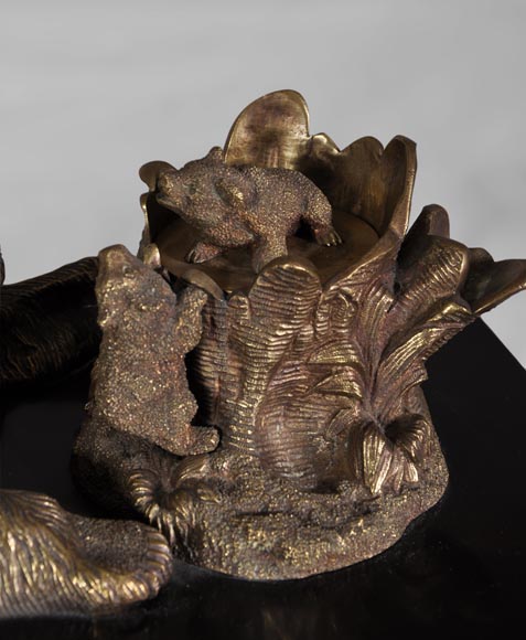 Nikolai Iwanowitsch Lieberich (model by) for the Woerffel Foundry in Saint-Petersbourg - Antique Bronze and black marble writing set Nikolai Iwanowitsch Lieberich (model by) for the Woerffel Foundry in Saint-Petersbourg - Antique Bronze and black marble writing set-3