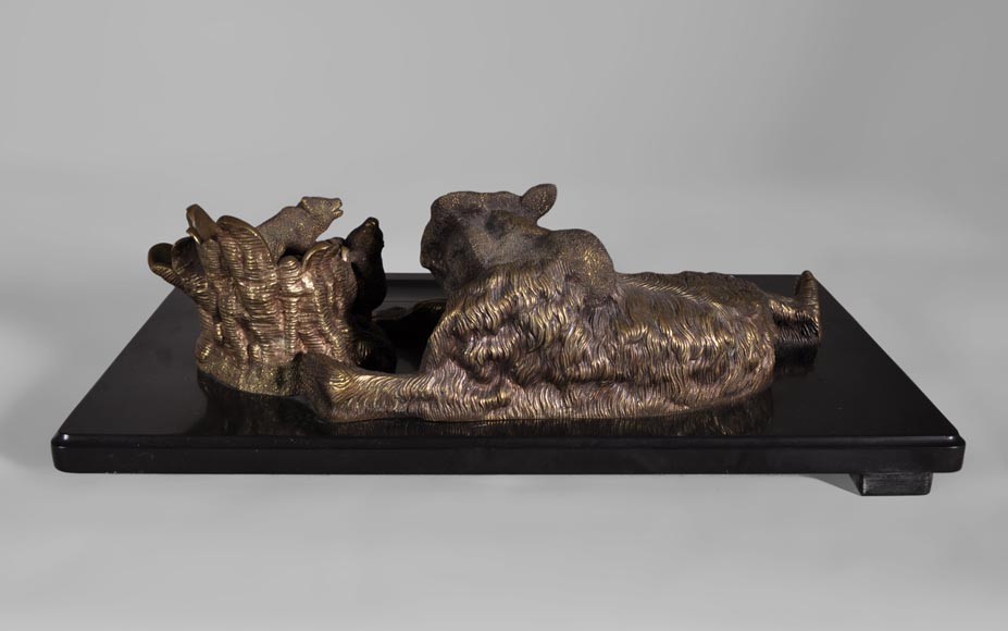 Nikolai Iwanowitsch Lieberich (model by) for the Woerffel Foundry in Saint-Petersbourg - Antique Bronze and black marble writing set Nikolai Iwanowitsch Lieberich (model by) for the Woerffel Foundry in Saint-Petersbourg - Antique Bronze and black marble writing set-4