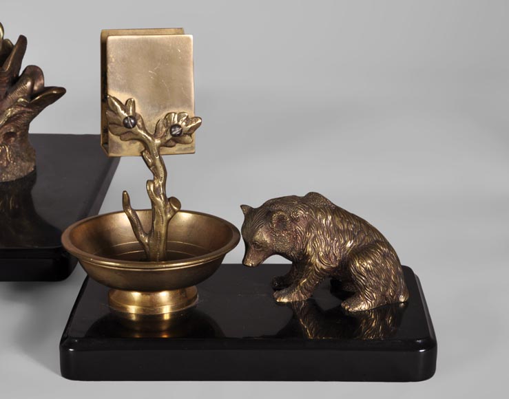 Nikolai Iwanowitsch Lieberich (model by) for the Woerffel Foundry in Saint-Petersbourg - Antique Bronze and black marble writing set Nikolai Iwanowitsch Lieberich (model by) for the Woerffel Foundry in Saint-Petersbourg - Antique Bronze and black marble writing set-5