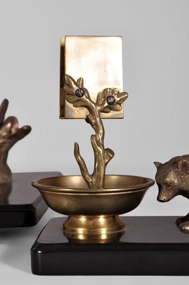 Nikolai Iwanowitsch Lieberich (model by) for the Woerffel Foundry in Saint-Petersbourg - Antique Bronze and black marble writing set Nikolai Iwanowitsch Lieberich (model by) for the Woerffel Foundry in Saint-Petersbourg - Antique Bronze and black marble writing set-7