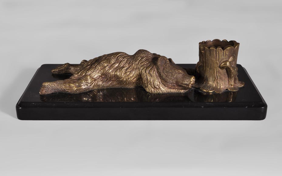 Nikolai Iwanowitsch Lieberich (model by) for the Woerffel Foundry in Saint-Petersbourg - Antique Bronze and black marble writing set Nikolai Iwanowitsch Lieberich (model by) for the Woerffel Foundry in Saint-Petersbourg - Antique Bronze and black marble writing set-9