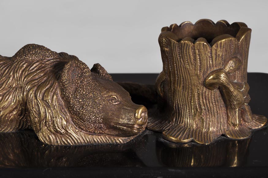 Nikolai Iwanowitsch Lieberich (model by) for the Woerffel Foundry in Saint-Petersbourg - Antique Bronze and black marble writing set Nikolai Iwanowitsch Lieberich (model by) for the Woerffel Foundry in Saint-Petersbourg - Antique Bronze and black marble writing set-10