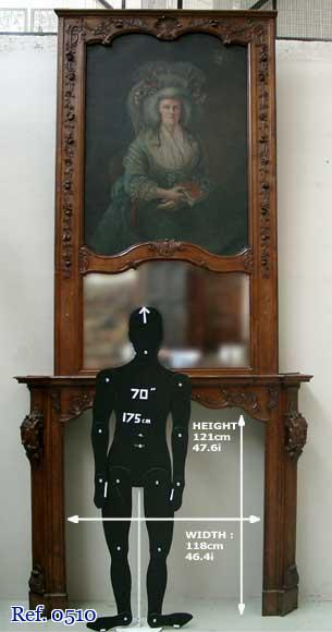 Oak mantle and trumeau with portrait of lady Oak mantle and trumeau with portrait of lady-15