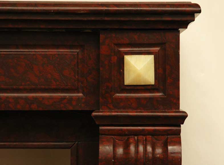 Fireplace in Griotte Red marble and Onyx marble. Fireplace in Griotte Red marble and Onyx marble. -4