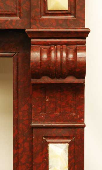 Fireplace in Griotte Red marble and Onyx marble. Fireplace in Griotte Red marble and Onyx marble. -6