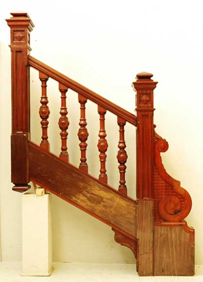 Mahogany newel post and staircase late 19th century. Mahogany newel post and staircase late 19th century.-0