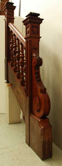 Mahogany newel post and staircase late 19th century. Mahogany newel post and staircase late 19th century.-1