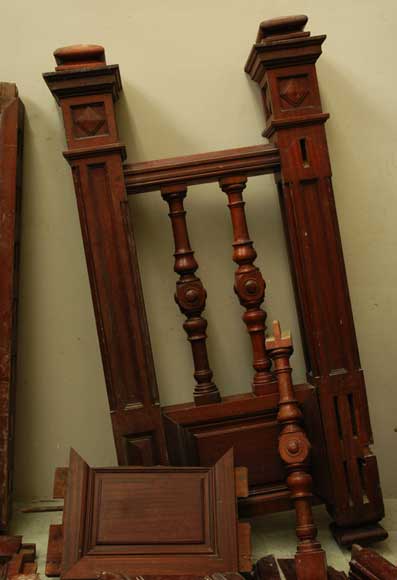 Mahogany newel post and staircase late 19th century. Mahogany newel post and staircase late 19th century.-13