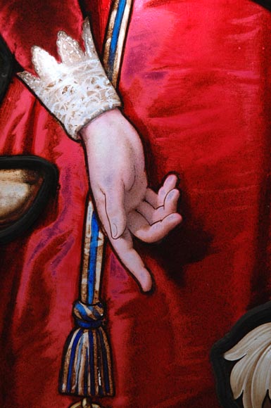 « Leaving for the Hunt , Important enamelled stained glass window by Maison Lorin coming from the Château des Ollières in Nice, France « Leaving for the Hunt , Important enamelled stained glass window by Maison Lorin coming from the Château des Ollières in Nice, France-5