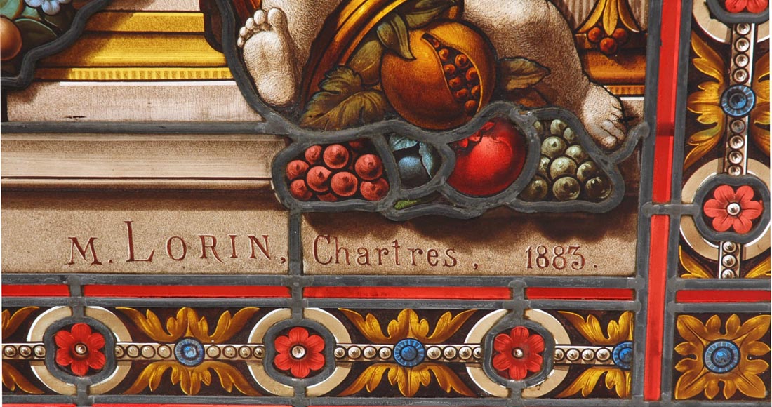 « Leaving for the Hunt , Important enamelled stained glass window by Maison Lorin coming from the Château des Ollières in Nice, France « Leaving for the Hunt , Important enamelled stained glass window by Maison Lorin coming from the Château des Ollières in Nice, France-8