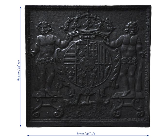 Antique cast iron fireback with Leopold the First, Duke of Lorraine, coat of arms Antique cast iron fireback with Leopold the First, Duke of Lorraine, coat of arms-6