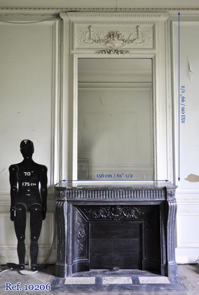 Large antique Louis XVI style overmantel mirror with mercury glass Large antique Louis XVI style overmantel mirror with mercury glass-5