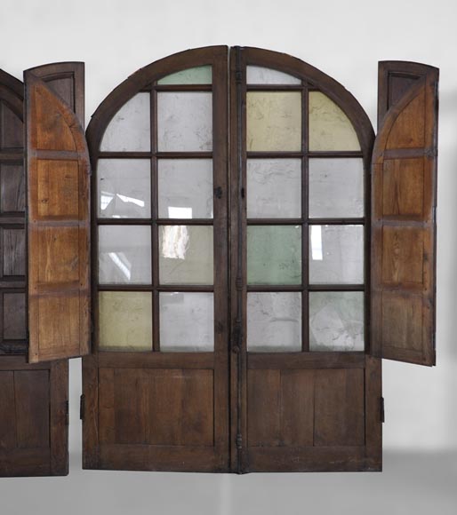 Important pair of doors in oak with flaps Important pair of doors in oak with flaps-2