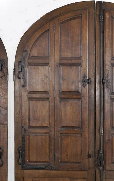 Important pair of doors in oak with flaps Important pair of doors in oak with flaps-4