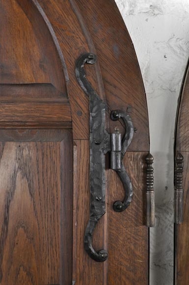 Important pair of doors in oak with flaps Important pair of doors in oak with flaps-8