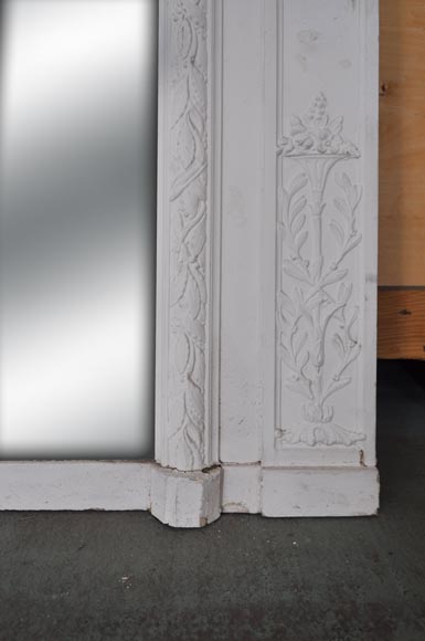 Antique Louis XVI style overmantel with a frieze of laurel and ovals Antique Louis XVI style overmantel with a frieze of laurel and ovals-4