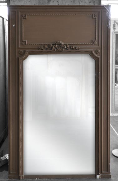 Antique Louis XVI overmantel ornamented with paterae and bow Antique Louis XVI overmantel ornamented with paterae and bow -0