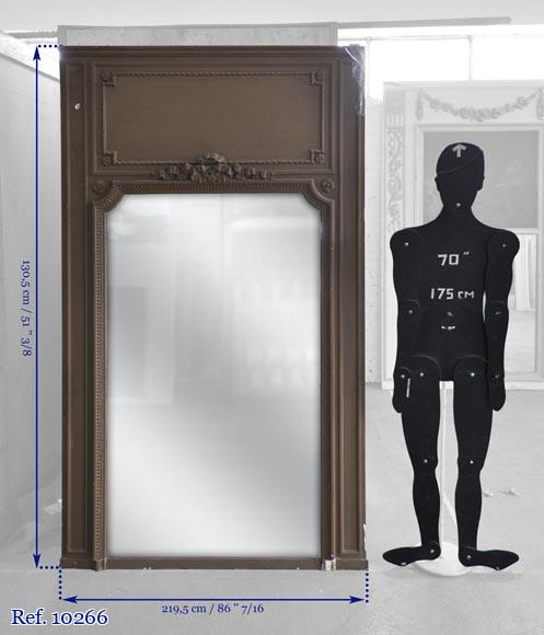 Antique Louis XVI overmantel ornamented with paterae and bow Antique Louis XVI overmantel ornamented with paterae and bow -5