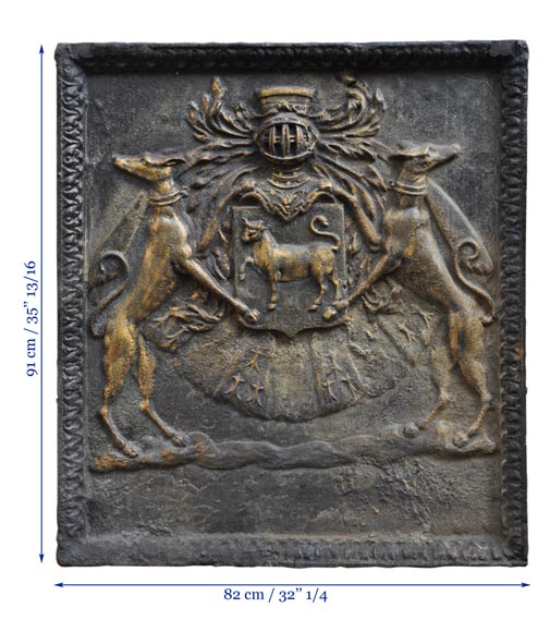 Important antique fireback with Jean Bouhier de Savigny coat of arms, first half of the 18th century Important antique fireback with Jean Bouhier de Savigny coat of arms, first half of the 18th century-11