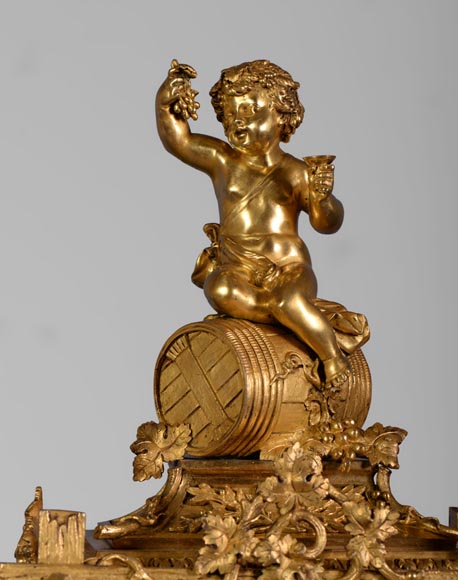 A Napoleon III style clock made out of porcelain and gilded bronze representing Bacchus, god of wine A Napoleon III style clock made out of porcelain and gilded bronze representing Bacchus, god of wine-2