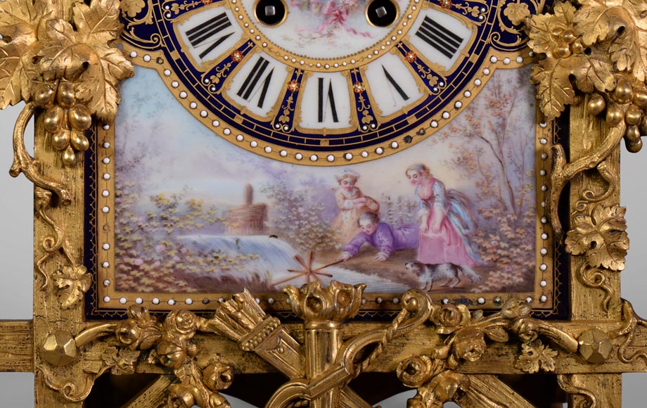 A Napoleon III style clock made out of porcelain and gilded bronze representing Bacchus, god of wine A Napoleon III style clock made out of porcelain and gilded bronze representing Bacchus, god of wine-5
