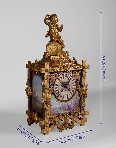 A Napoleon III style clock made out of porcelain and gilded bronze representing Bacchus, god of wine A Napoleon III style clock made out of porcelain and gilded bronze representing Bacchus, god of wine-10