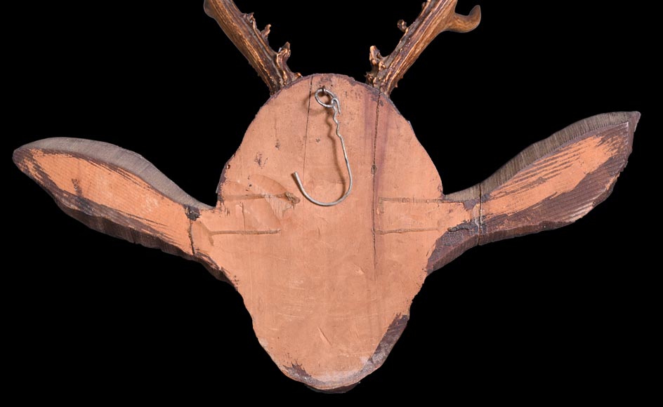 STEINER Hermann (1878-1963) carved wooden and Siberian deer antler faun mask-6