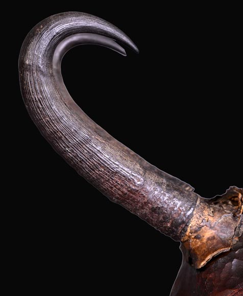 STEINER Hermann (1878-1963) faun mask in carved wood and ibex horns-5