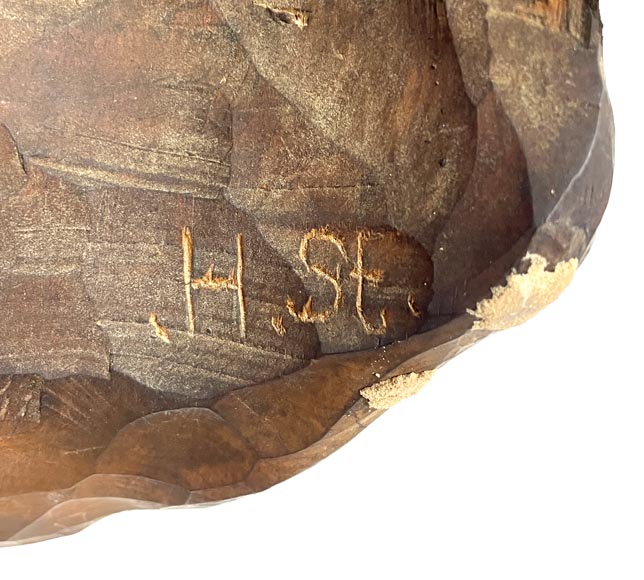 STEINER Hermann (1878-1963) faun mask in carved wood and ibex horns-7