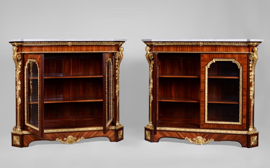 Georges Alphonse MONBRO (attributed to), Pair of low bookcases with bronze espagnolettes Georges Alphonse MONBRO (attributed to), Pair of low bookcases with bronze espagnolettes -11