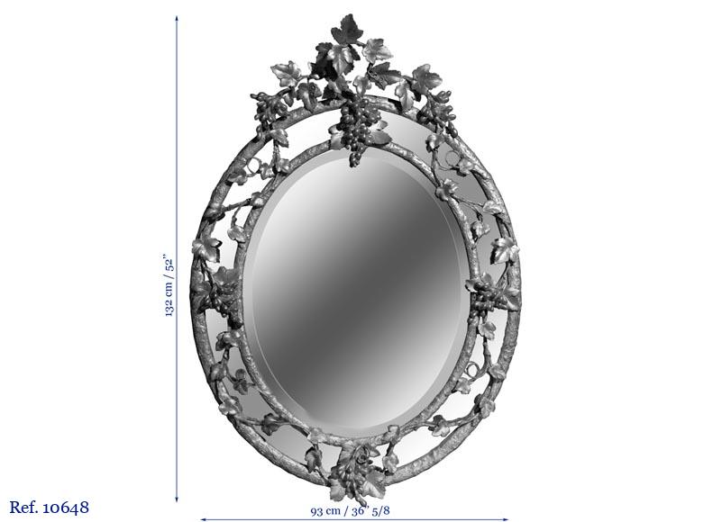 Very beautiful antique Napoleon III oval mirror decorated with bunches of grapes and grape leaves Very beautiful antique Napoleon III oval mirror decorated with bunches of grapes and grape leaves-4