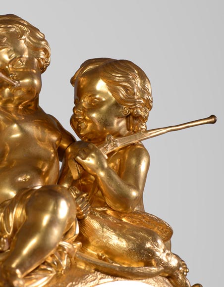 Maison DENIERE - Napoléon III style fireplace insert, in marble and gilded bronze, with children Maison DENIERE - Napoléon III style fireplace insert, in marble and gilded bronze, with children-5