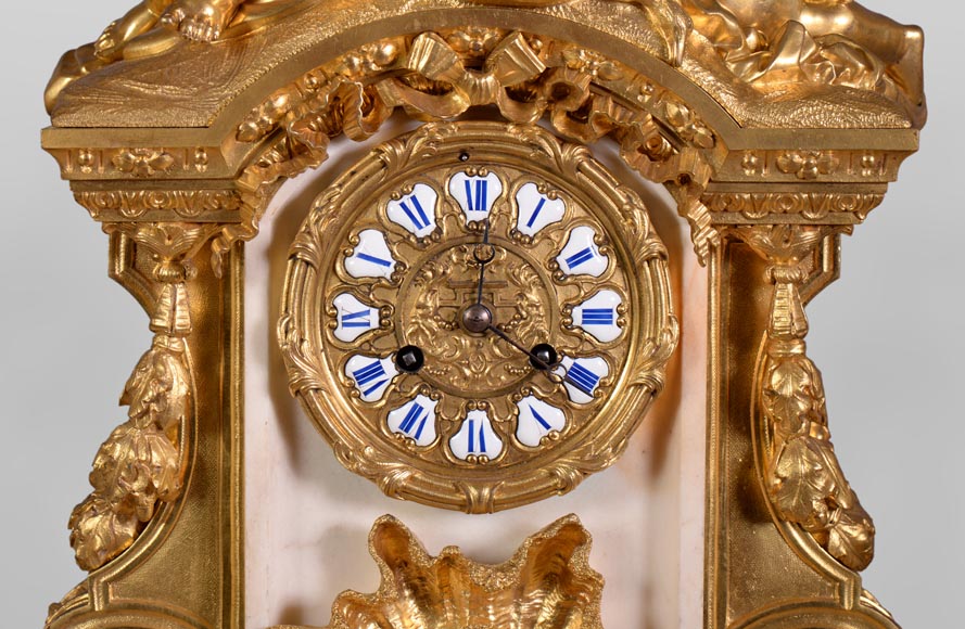 Maison DENIERE - Napoléon III style fireplace insert, in marble and gilded bronze, with children Maison DENIERE - Napoléon III style fireplace insert, in marble and gilded bronze, with children-6