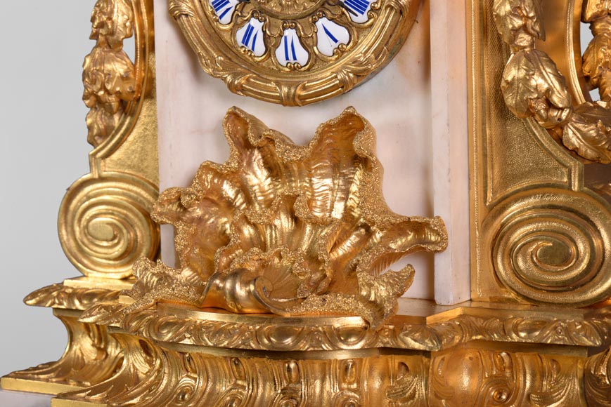Maison DENIERE - Napoléon III style fireplace insert, in marble and gilded bronze, with children Maison DENIERE - Napoléon III style fireplace insert, in marble and gilded bronze, with children-8