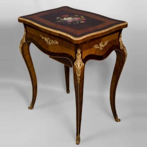 TAHAN Manufactory and Julien-Nicolas RIVART (1802-1867) - Sewing table with flowers bouquet In porcelain marquetry and gilt bronze ornaments