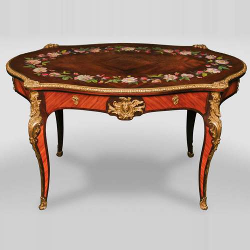 Julien-Nicolas RIVART (1802-1867) - Louis XV style Rosewood Table with decor of porcelain marquetry