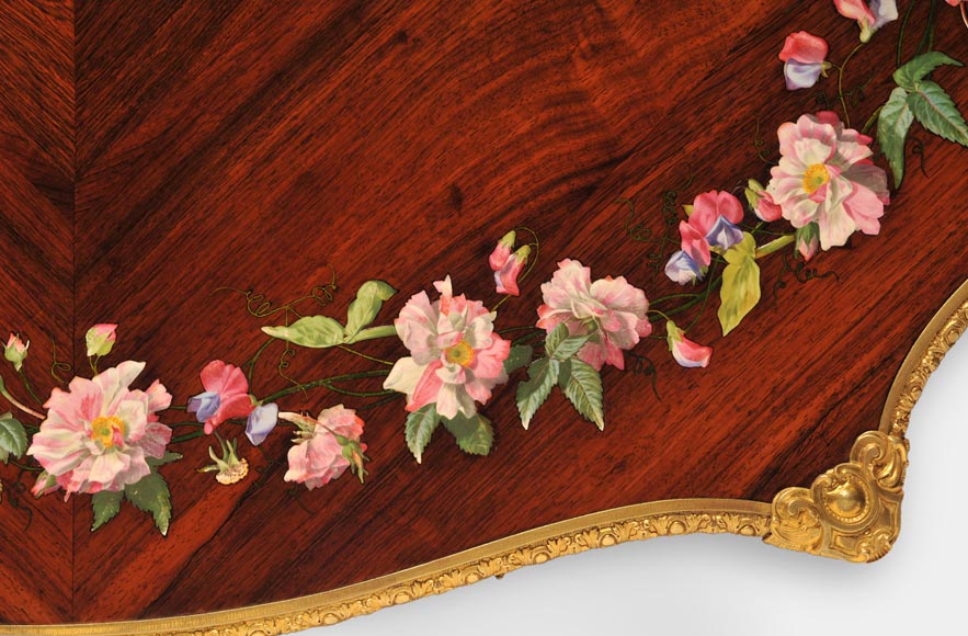 Julien-Nicolas RIVART (1802-1867) - Louis XV style Rosewood Table with decor of porcelain marquetry Julien-Nicolas RIVART (1802-1867) - Louis XV style Rosewood Table with decor of porcelain marquetry-5