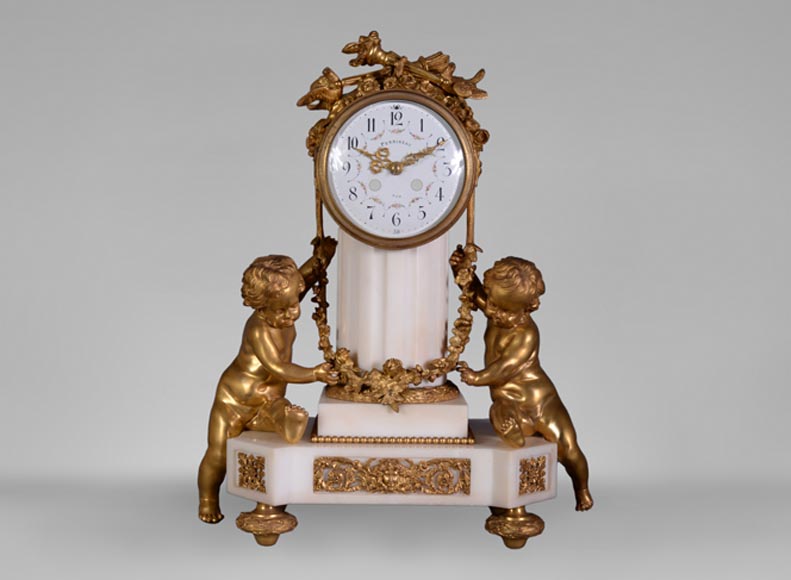 Louis XVI style little clock with putti by Perrineau Louis XVI style little clock with putti by Perrineau-0