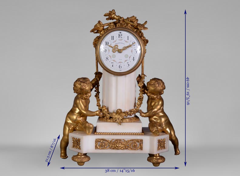 Louis XVI style little clock with putti by Perrineau Louis XVI style little clock with putti by Perrineau-12