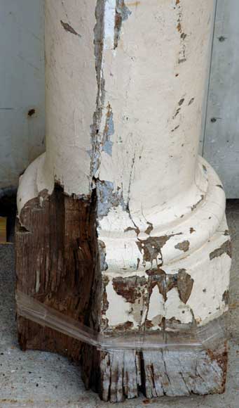 Pair of 18th century wood columns Pair of 18th century wood columns-4