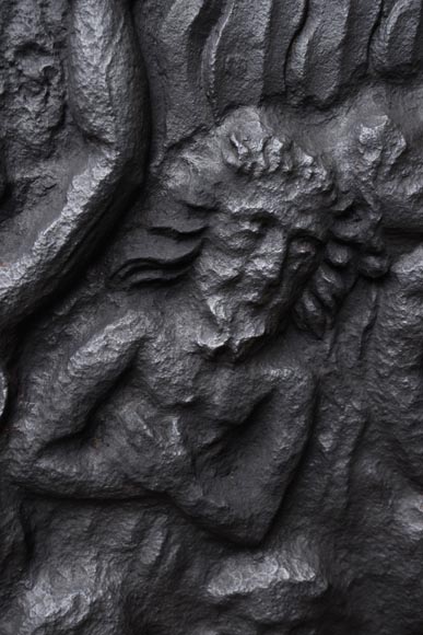 Cast iron fireback with the Damned burning in Hell Cast iron fireback with the Damned burning in Hell -3