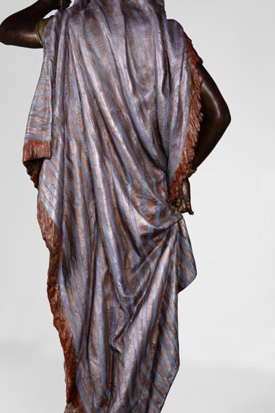 Anatole J. GUILLOT (1865-1911) (after) - « Young oriental woman», Important figural torchère in polychrome spelter Anatole J. GUILLOT (1865-1911) (after) - « Young oriental woman», Important figural torchère in polychrome spelter-9