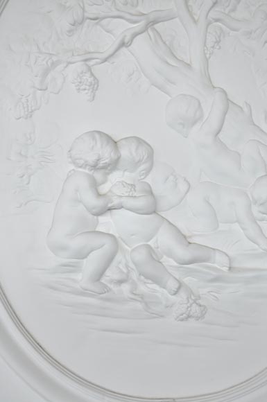 Large antique Regence style overmantel pierglass with putti playing in the vineyards Large antique Regence style overmantel pierglass with putti playing in the vineyards-2