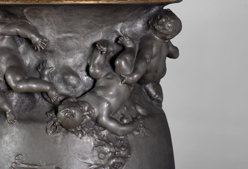 Paul ROUSSEL (1867-1928) - Pair of pewter lamps, cast by Eugène Soleau and globe signed Sèvres Paul ROUSSEL (1867-1928) - Pair of pewter lamps, cast by Eugène Soleau and globe signed Sèvres-3